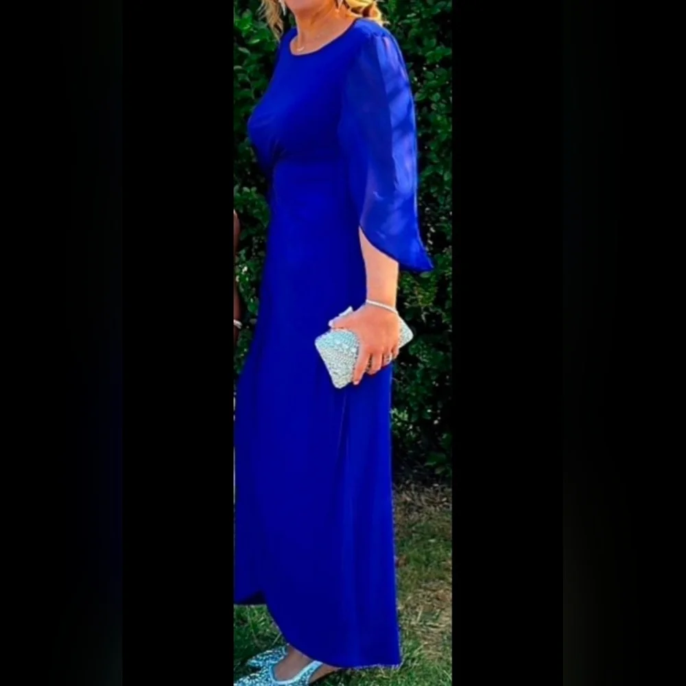 Connected Apparel Royal Blue Long Sleeve Dress Size 10 - Picture 2 of 3